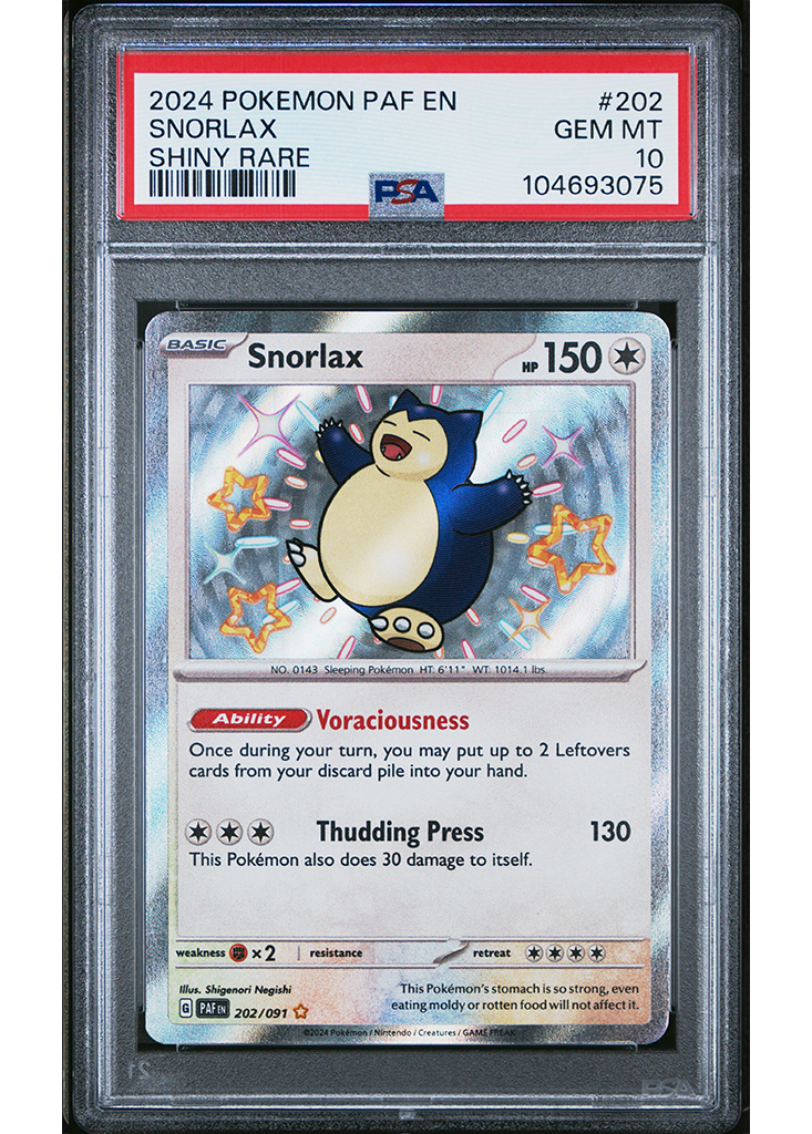 2024 POKEMON SCARLET & VIOLET PALDEAN FATES SNORLAX - #202 - PSA 10