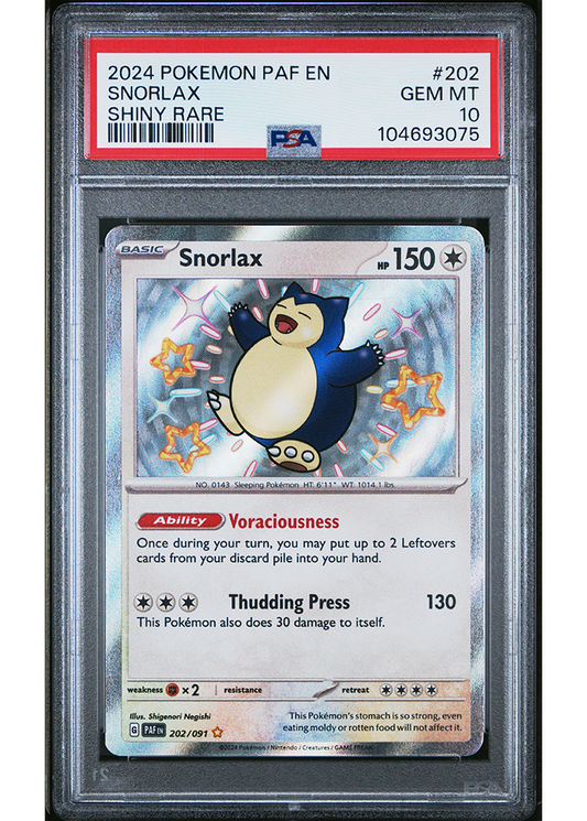 2024 POKEMON SCARLET & VIOLET PALDEAN FATES SNORLAX - #202 - PSA 10
