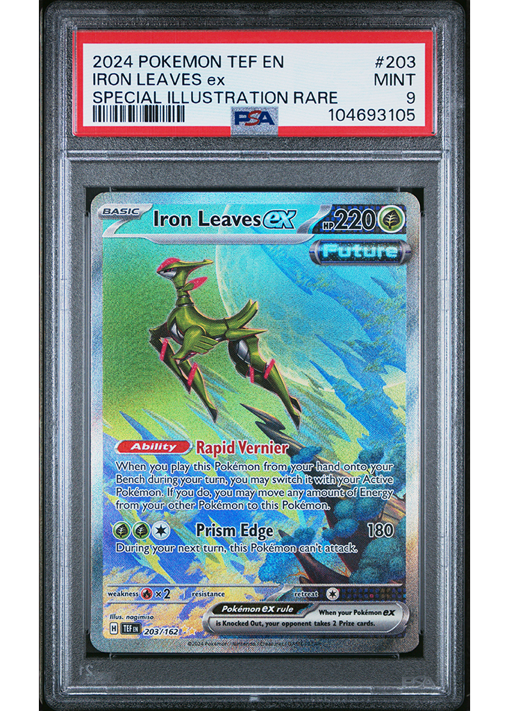 2024 POKEMON SCARLET & VIOLET TEMPORAL FORCES IRON LEAVES EX - #203 - PSA 9