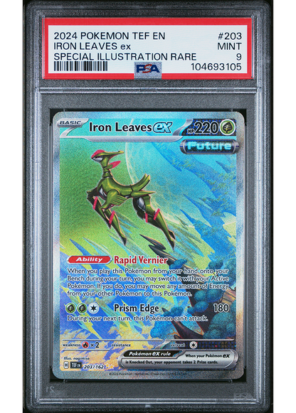 2024 POKEMON SCARLET & VIOLET TEMPORAL FORCES IRON LEAVES EX - #203 - PSA 9