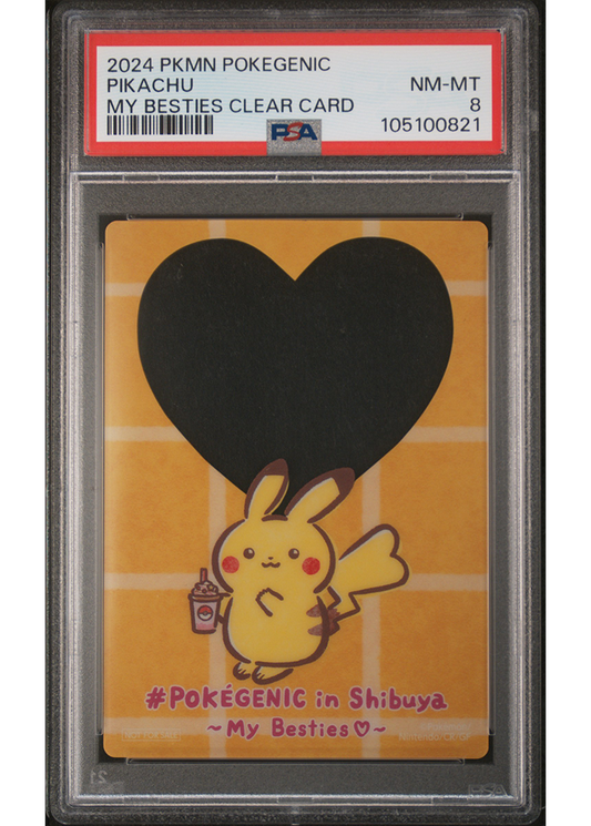 2024 POKEMON POKEGENIC- MY BESTIES CLEAR CARD PIKACHU - PSA 8
