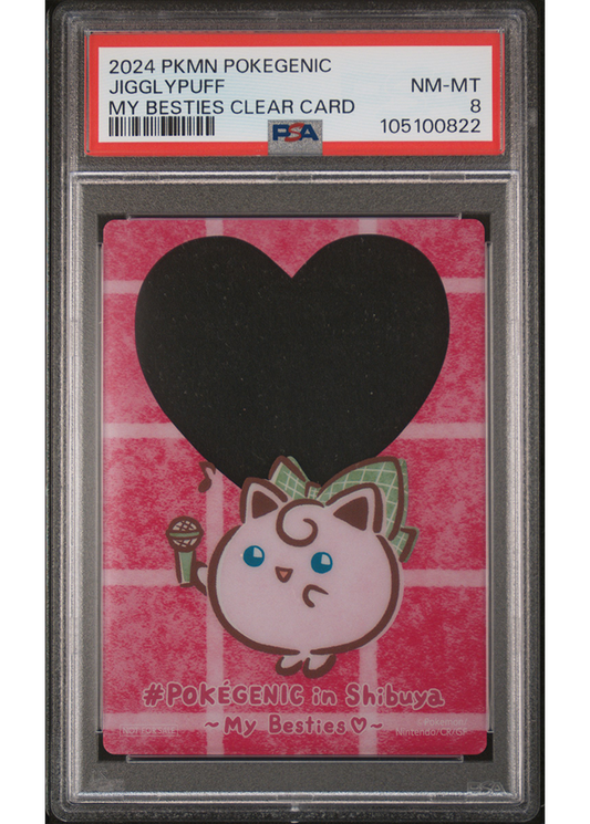 2024 POKEMON POKEGENIC- MY BESTIES CLEAR CARD JIGGLYPUFF - PSA 8