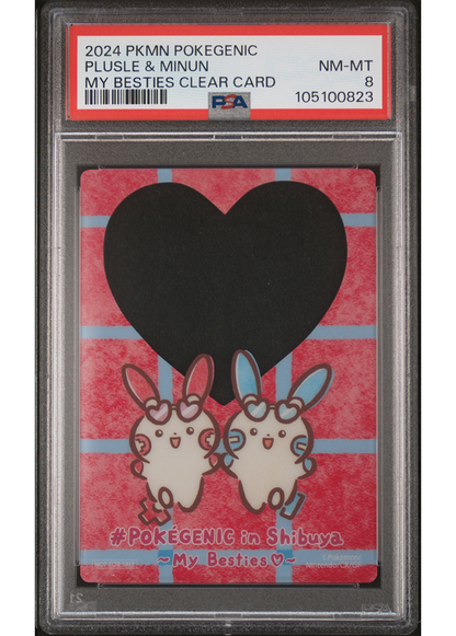 2024 POKEMON POKEGENIC- MY BESTIES CLEAR CARD PLUSLE & MINUN - PSA 8
