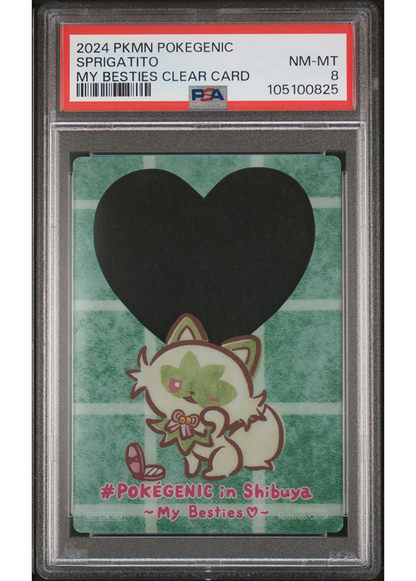 2024 POKEMON POKEGENIC- MY BESTIES CLEAR CARD SPRIGATITO - PSA 8