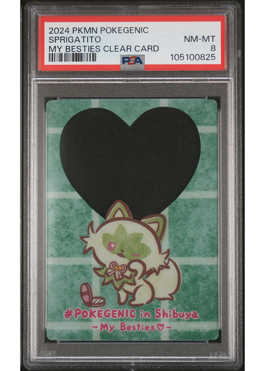 2024 POKEMON POKEGENIC- MY BESTIES CLEAR CARD SPRIGATITO - PSA 8