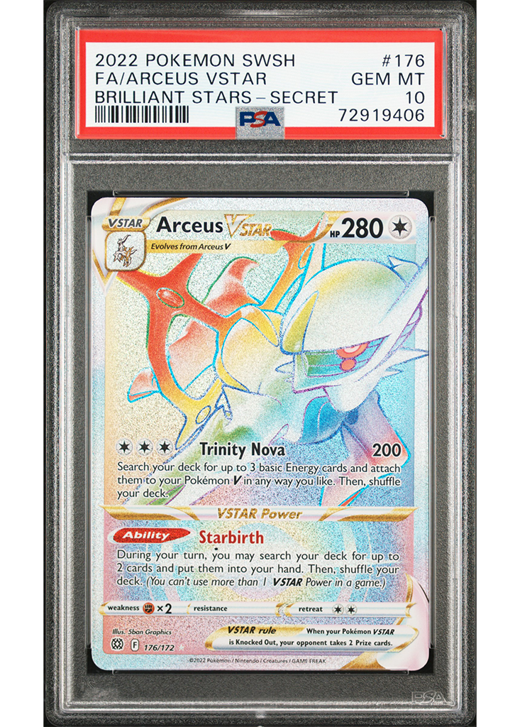 2022 POKEMON SWORD & SHIELD BRILLIANT STARS ARCEUS VSTAR - #176 - PSA 10