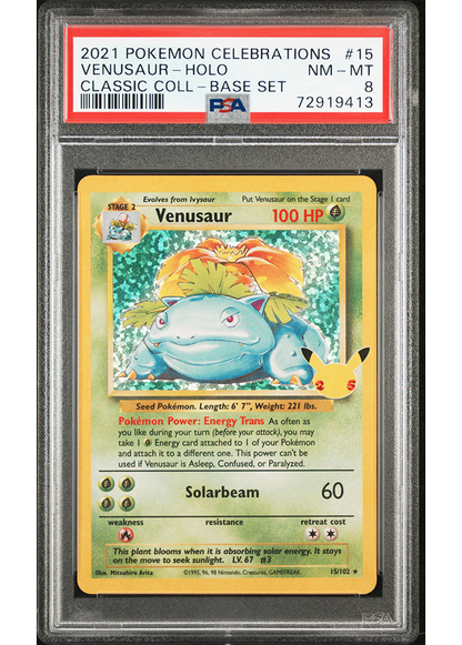 2021 POKEMON CELEBRATIONS CLASSIC COLLECTION VENUSAUR - HOLO - #15 - PSA 8