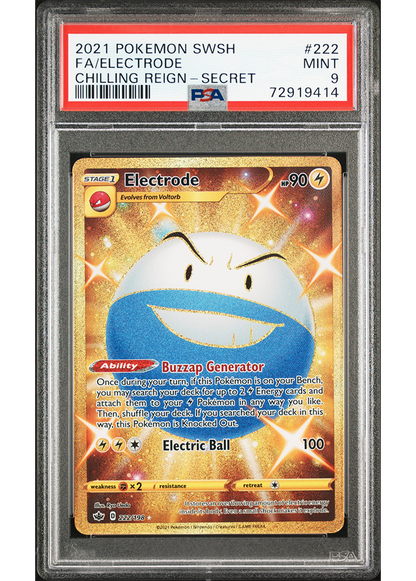 2021 POKEMON SWORD & SHIELD CHILLING REIGN ELECTRODE - #222 - PSA 9