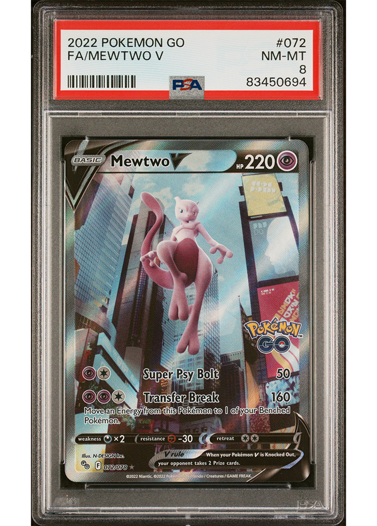 2022 POKEMON GO MEWTWO V- #072 - PSA 8