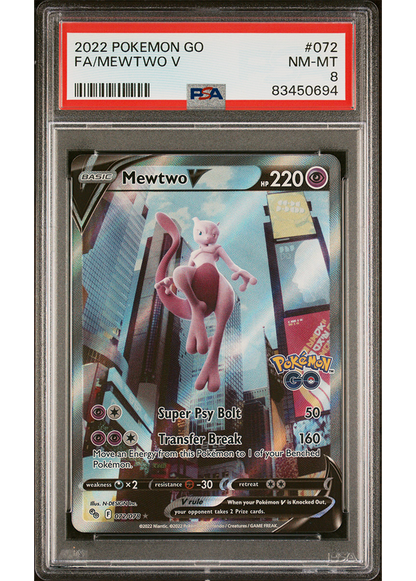 2022 POKEMON GO MEWTWO V- #072 - PSA 8