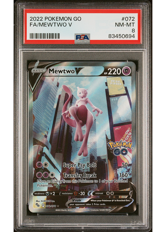 2022 POKEMON GO MEWTWO V- #072 - PSA 8