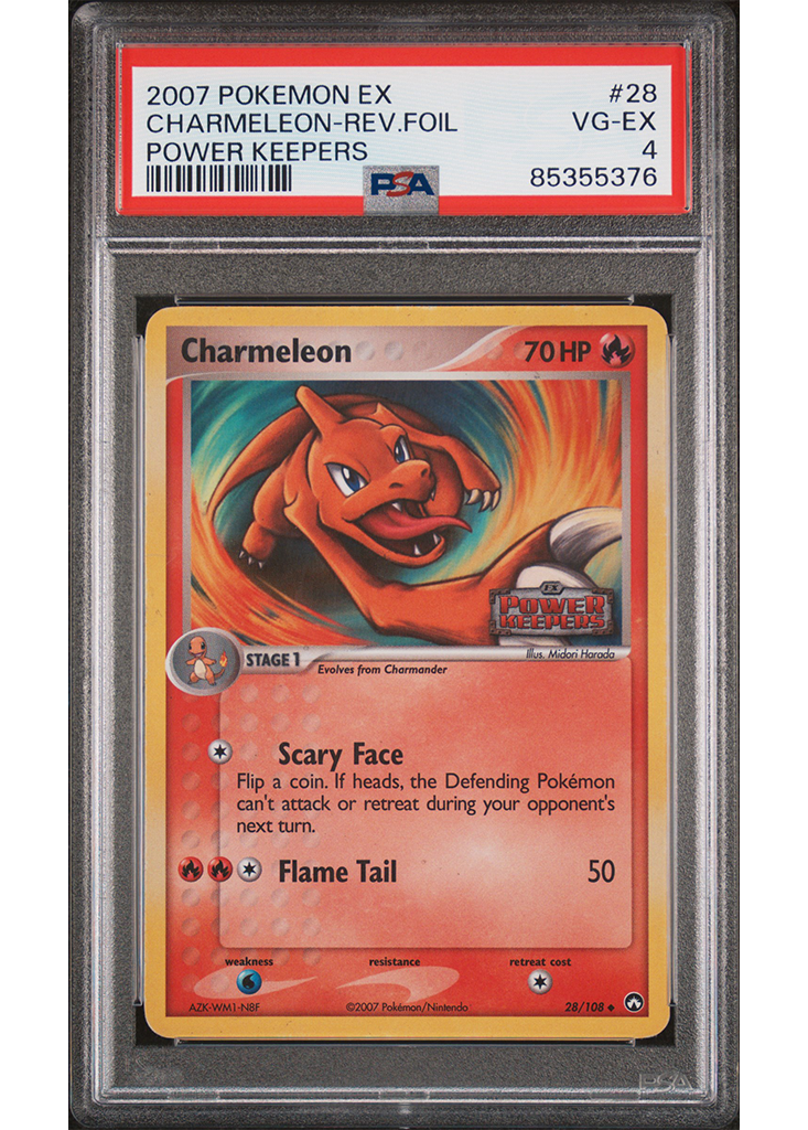 2007 POKEMON EX POWER KEEPERS CHARMELEON - REV.FOIL - #28 - PSA 4