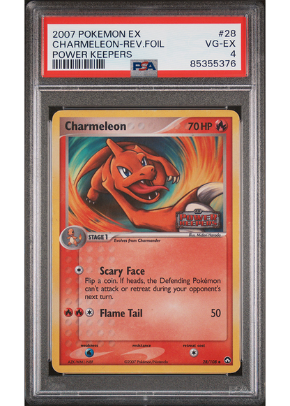 2007 POKEMON EX POWER KEEPERS CHARMELEON - REV.FOIL - #28 - PSA 4
