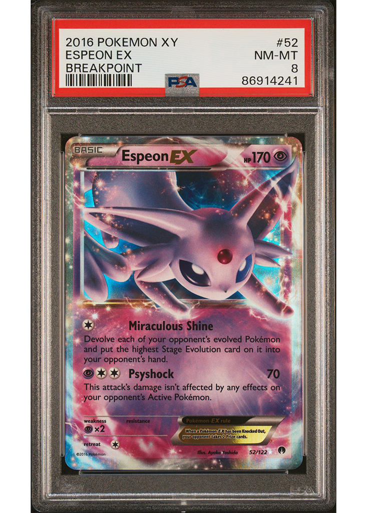 2016 POKEMON XY BREAKPOINT ESPEON EX - #52 - PSA 8