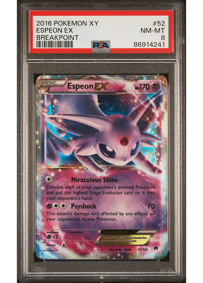 2016 POKEMON XY BREAKPOINT ESPEON EX - #52 - PSA 8