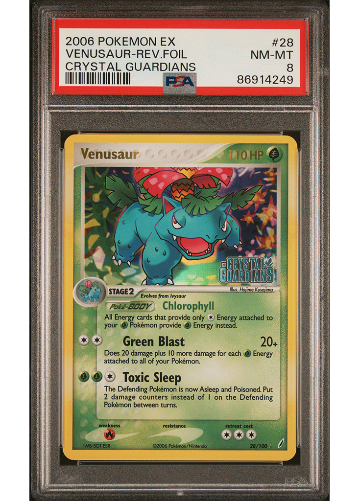 2006 POKEMON EX CRYSTAL GUARDIANS VENUSAUR - REV.FOIL - #28 - PSA 8