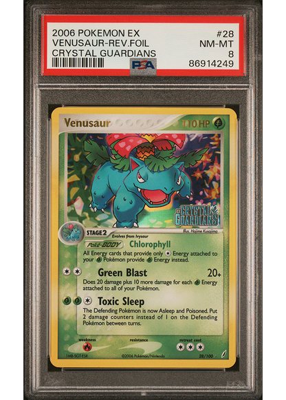 2006 POKEMON EX CRYSTAL GUARDIANS VENUSAUR - REV.FOIL - #28 - PSA 8