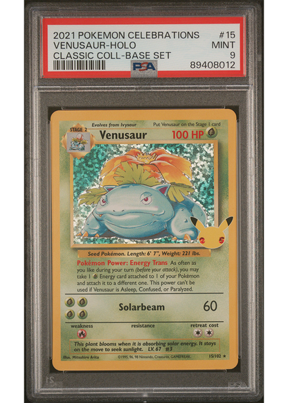 2021 POKEMON CELEBRATIONS CLASSIC COLLECTION VENUSAUR - HOLO - #15 - PSA 9