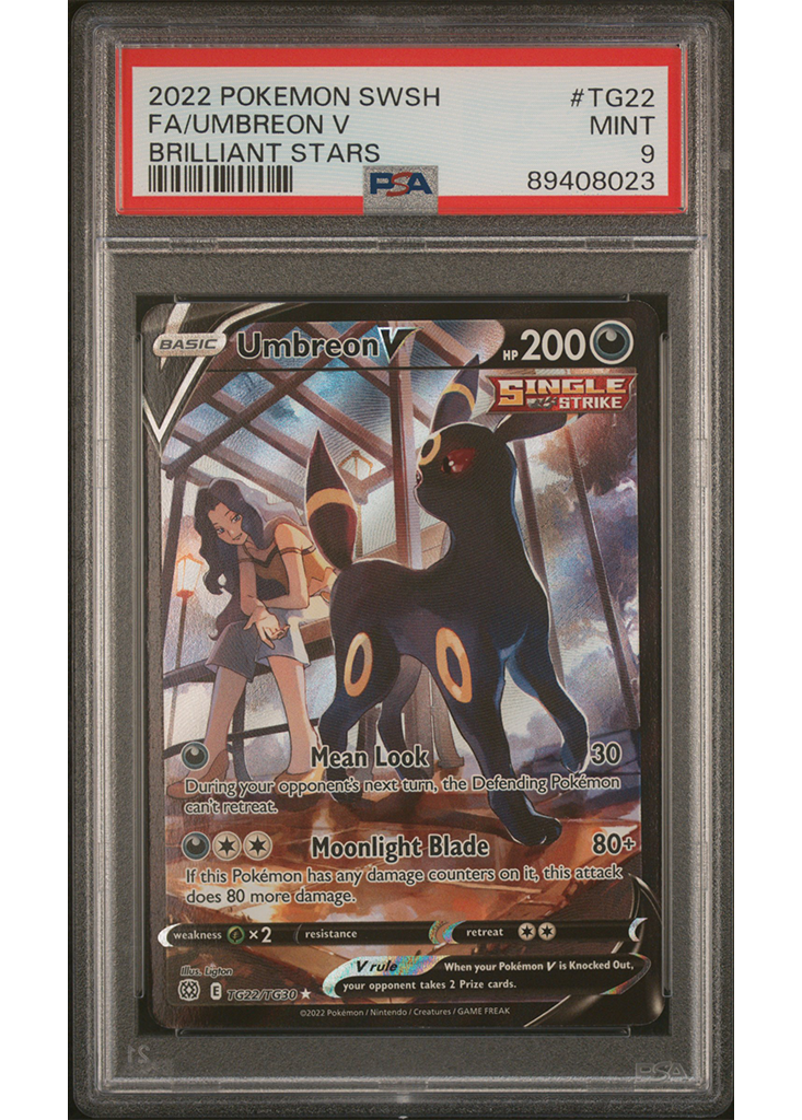 2022 POKEMON SWORD & SHIELD BRILLIANT STARS UMBREON V - #TG22 - PSA 9