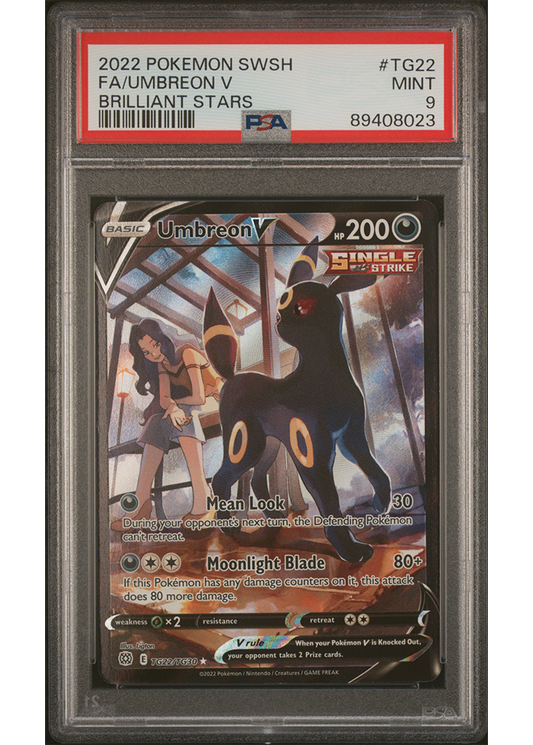 2022 POKEMON SWORD & SHIELD BRILLIANT STARS UMBREON V - #TG22 - PSA 9