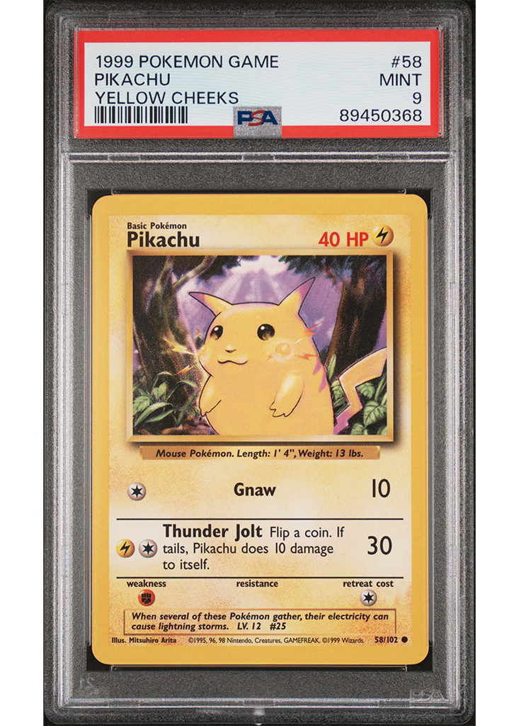1999 POKEMON GAME PIKACHU YELLOW CHEEKS - #58 - PSA 9