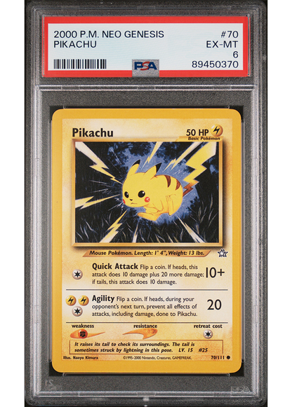 2000 POKEMON NEO GENESIS PIKACHU - #70 - PSA 6